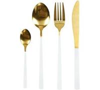 Ménagère 16 Pièces en Inox Or Manche Blanc - NOSTRA - ALTOBUY Blanc G