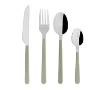 Ménagère 16 pièces Inox Gamme CORDEROY Coloris Vert Avec manche en plastique Avec 4 couteaux L 22 cm, 4 fourchettes L 20.5 cm, 4 cuillères à soupe L 20 cm et 4 cuillères à café L 14.5 cm