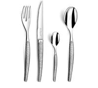 Lou Laguiole – Ménagère 24 couverts Jet – Couteaux steak 6 pers – Inox 18/0, Finition Textil