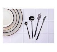 Björn, Abel, Ménagère 24 Pièces pour 6 Personnes, Couverts de Table en Acier Inoxydable. 6 Fourchettes, 6 Couteaux, 6 Grandes Cuillères, 6 Petites Cuillères, Noir Brillant, Compatible Lave-vaisselle