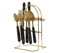 Ménagère 24 Pièces Avec Support "Eclat" 26cm Noir & Or