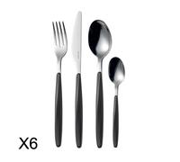 Guzzini, Ménagére 24 Pieces My Fusion, 16,8 x 7,5 x h25,5 cm, Noir