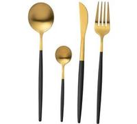 Ménagère 24 Pièces en Inox "Mat" 27cm Noir & Or Noir G