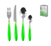 Ménagère 24 pièces Pengo 7852814, acier/acier inoxydable, avec manche, vert,