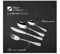 Ménagère 24 pièces - PRADEL EXCELLENCE - CAMELIA - Inox 18.0/13.0 - Manche décor laser fleuri - Compatible lave-vaisselle