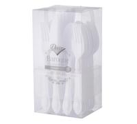 MÉNAGÈRE 40 PIÈCES RÉUTILISABLE BAROQUE BLANC- VAISSELLE DE FÊTE