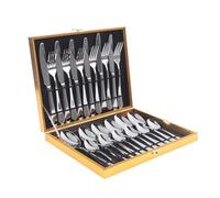 Ménagère 6 personnes 24 pièces avec coffret cadeau avec cuillère à soupe, fourchette, couteau à manger, fourchette à gâteau, cuillère pour maison, cuisine, restaurant