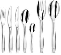 Ménagère 62 Pièces Avec Couverts De Table Et Couteaux Steak Pour 12 Personnes - Figure - Acier Inoxydable 18/0,Finition Miroir