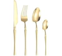 Ménagère 8 pièces en acier inoxydable - Ensemble de couverts en argenterie avec couteau à steak, fourchette et cuillère - Coffret cadeau for la maison et l'hôtel(Gold)
