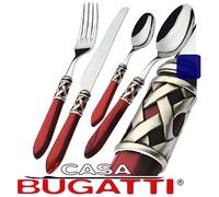 Ménagère - BUGATTI - Aladdin - Acier massif 18/10 - Bordeaux - 24 pièces