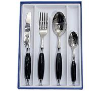 Ménagère - Bugatti - Country Noire - Acier 18/10 - 24 Pièces - Compatible Lave-Vaisselle