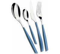 Ménagère - Bugatti - Glamour - 24 Pièces - Acier INOX - Bleu Avio - Compatible lave-vaisselle