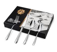 Ménagère de 24 pièces avec couteaux et fourchettes, Kit Couvert en Acier Inoxydable avec Motif Martelé, Ensemble de Couverts inclus Fourchettes/Couteaux/Cuillères, Service pour 6 Personnes