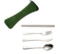 Ménagère de voyage - acier inoxydable | Couverts portables avec sac | Couverts de Camping 4 pièces pour bureau école pique-nique couteau à déjeuner fourchette cuillère baguettes réutilisables lavables
