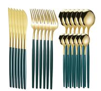 Ménagère en acier inoxydable doré 24 pièces | Convient pour 6 personnes, couverts de table, pour la maison et les banquets