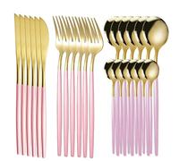 Ménagère en acier inoxydable doré 24 pièces or rose | Convient pour 6 personnes, couverts de table, pour la maison et les banquets