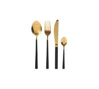AC-Déco Ménagère KA3773 16 pcs inox doré & noir – 4 couteaux/4 fourchettes/4 cuillères soupe/4 cafés