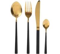AC-Déco Ménagère KA3773 16 pcs inox doré & noir – 4 couteaux/4 fourchettes/4 cuillères soupe/4 cafés