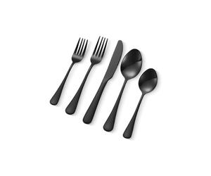 Ménagère Lot de 30 pour 6 Personnes Finition Miroir Utilisation Polyvalente Noir