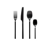 Secret de Gourmet – Ménagère Modern Wood – 24 pièces en acier inoxydable – Noir mat