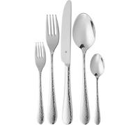 Ménagère WMF Sitello pour 6 personnes, Cromargan, service de couverts 30 pièces, couteau monobloc, acier inoxydable poli Cromargan, finition martelée, ergonomique, brillant, passe au lave-vaisselle,
