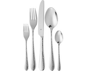 Ménagère WMF Sitello pour 6 personnes, Cromargan, service de couverts 30 pièces, couteau monobloc, acier inoxydable poli Cromargan, finition martelée, ergonomique, brillant, passe au lave-vaisselle,