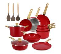 MENASTYL - Batterie de cuisine 13 pièces avec revêtement antiadhésif céramique (Sans PFAS/Sans PTFE) tous feux dont induction - En Aluminium - Gamme Colorama - Magenta - 6014026