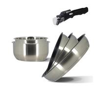 MENASTYL - Batterie de cuisine amovible 6 pièces en inox IRIS - 3 poêles + 2 casseroles + poignée amovible sécuritaire - Tous feux dont induction - Acier inoxydable - Sans PFOA/Sans BPA - 7930018