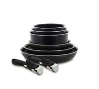 MENASTYL - Batterie de cuisine amovible 8 pièces antiadhésives tous feux dont induction et lave-vaisselle - Lot de 3 poêles 20/24/28 cm + 3 casseroles 16/18/20 cm + 2 poignées amovibles sécurisées