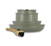 MENASTYL - Batterie de cuisine amovible en inox 18/10 induction 5 pièces Easynox - Acier inoxydable sans accroche - Sans PFAS, sans PTFE - Tous feux dont induction et lave-vaisselle - Brume - 6021015