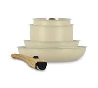 MENASTYL - Batterie de cuisine amovible en inox 18/10 induction 5 pièces Easynox - Acier inoxydable sans accroche - Sans PFAS, sans PTFE - Tous feux dont induction et lave-vaisselle - Écume - 6021017