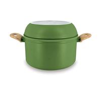 MENASTYL - Batterie de Cuisine Empilable - Gamme The Super Ball - 98% d'Aluminium Recyclé - Compact - Revêtement Céramique Antiadhésif - Tous Feux dont Induction - Couleur Olive - 8 Pièces