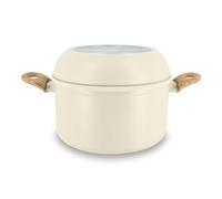 MENASTYL - Batterie de Cuisine Empilable - Gamme The Super Ball - 98% d'Aluminium Recyclé - Compact - Revêtement Céramique Antiadhésif - Tous Feux dont Induction - Couleur Crème - 8 Pièces