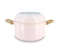 MENASTYL - Batterie de Cuisine Empilable - Gamme The Super Ball - 98% d'Aluminium Recyclé - Compact - Revêtement Céramique Antiadhésif - Tous Feux dont Induction - Couleur Rose - 8 Pièces