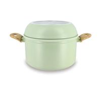 MENASTYL - Batterie de Cuisine Empilable - Gamme The Super Ball - 98% d'Aluminium Recyclé - Compact - Revêtement Céramique Antiadhésif - Tous Feux dont Induction - Couleur Céladon - 8 Pièces