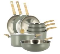 MENASTYL - Batterie de cuisine en inox 18/10 induction 8 pièces Easynox - Acier inoxydable sans accroche - Sans PFAS, sans PTFE - Tous feux dont induction et lave-vaisselle - Brume - 6014256