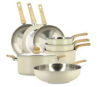 MENASTYL - Batterie de cuisine en inox 18/10 induction 8 pièces Easynox - Acier inoxydable sans accroche - Sans PFAS, sans PTFE - Tous feux dont induction et lave-vaisselle - Écume - 6014254