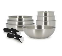 MENASTYL - Batterie de cuisine inox 18/10 amovible 9 pièces Iris Inox sans PFAS - Tous feux dont induction, four, réfrigérateur et lave-vaisselle - Empilable et résistante - Poignée double sécurité