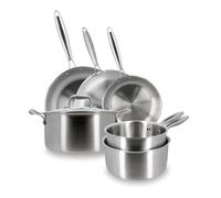 MENASTYL - Batterie de cuisine inox 6 pièces Trinox tous feux dont Induction - Structure 3 couches - Sans substances nocives - Lave-vaisselle - 3 poêles, 2 casseroles, 1 faitout - 6014262