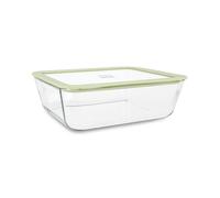 MENASTYL - Boîte hermétique alimentaire étanche PressBox en verre rectangle - 2650 mL - Couvercle en verre trempé et joint en silicone - Coloris Céladon - micro-ondes, four et lave-vaisselle