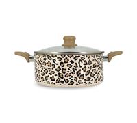 MENASTYL - Faitout Léopard 24cm tous feux dont induction - Revêtement antiadhésif - Aluminium recyclé - Poignée effet bois ergonomique - Motif Léopard - 6020956