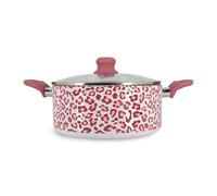 MENASTYL - Faitout Léopard Rose 24cm tous feux dont induction - Revêtement antiadhésif - Aluminium recyclé - Poignée effet bois ergonomique - Motif Léopard - 6020966