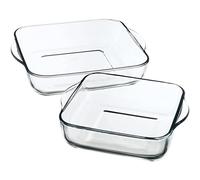 MENASTYL - Lot de 2 plats à four carré cristal 22 et 28cm en verre à feu - 1692037
