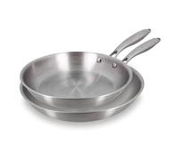 MENASTYL - Lot de 2 poêles inox Trinox tous feux dont Induction 24/28 cm - Structure 3 couches inox/aluminium - Qualité Professionnelle - Sans substances nocives - Lave-vaisselle - 6020154