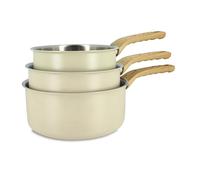 MENASTYL - Lot de 3 casseroles en inox 18/10 induction Easynox - Acier inoxydable sans accroche, sans PFAS, sans PTFE - Tous feux dont induction et lave-vaisselle - Écume - 16/18/20 cm - 6014248