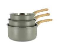 MENASTYL - Lot de 3 casseroles en inox 18/10 induction Easynox - Acier inoxydable sans accroche, sans PFAS, sans PTFE - Tous feux dont induction et lave-vaisselle - Brume - 16/18/20 cm - 6014250