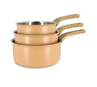 MENASTYL - Lot de 3 casseroles en inox 18/10 induction Easynox - Acier inoxydable sans accroche, sans PFAS, sans PTFE - Tous feux dont induction et lave-vaisselle - Corail - 16/18/20 cm - 6014249
