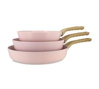 MENASTYL - Lot de 3 poeles colorama en aluminium recyclé rose induction - 6014240