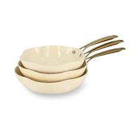 MENASTYL - Lot de 3 poêles Dahlia sans PFAS - Revêtement céramique antiadhésif - 98% d'aluminium recyclé - Tous feux dont induction et lave-vaisselle - 6014235