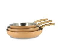 MENASTYL - Lot de 3 poêles en inox 18/10 induction Easynox - Acier inoxydable sans accroche, sans PFAS, sans PTFE - Tous feux dont induction et lave-vaisselle - Corail - 16/18/20 cm - 6014246